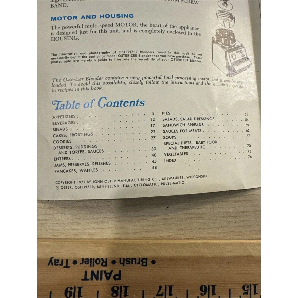 1971 OSTERIZER BLENDER Spin Cookery Cookbook for 10 speed paperback Recipes